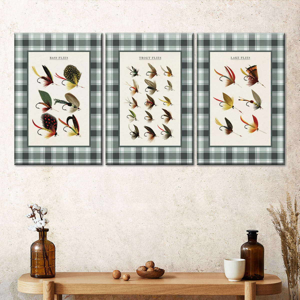 Vintage Fly Fishing Lures Triptych Wall Art - Image 4