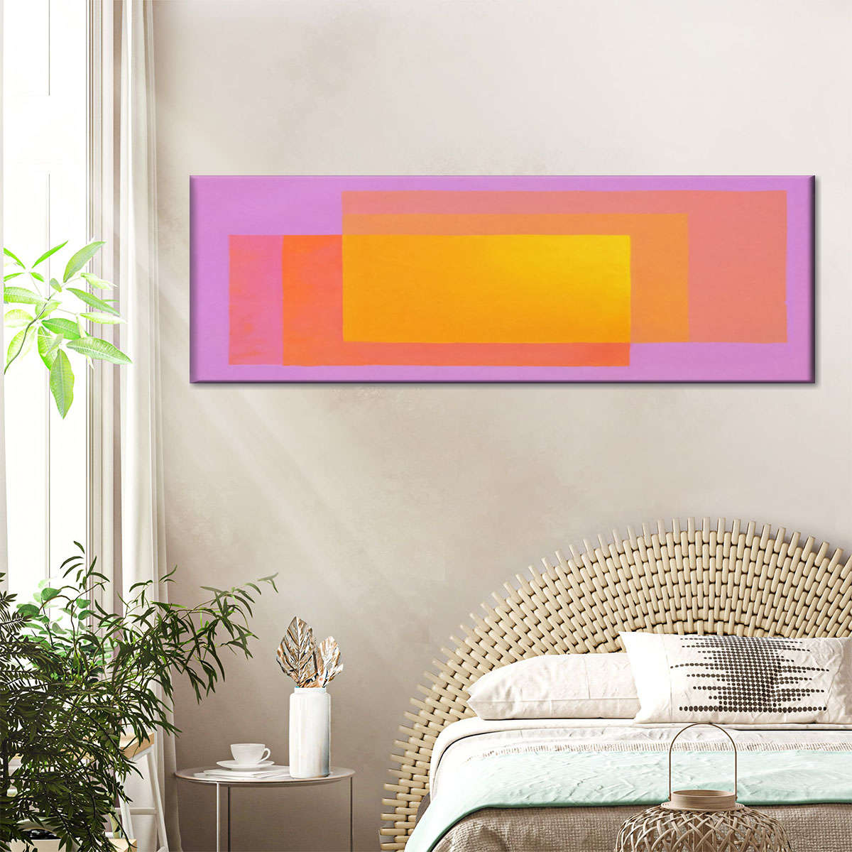 Warm Glow Horizontal Rectangles Abstract Wall Art - Image 3