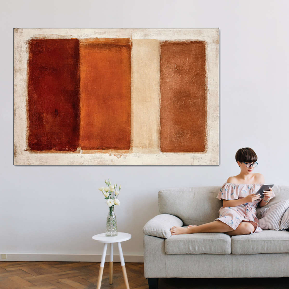 Warm Vertical Abstract Wall Art - Image 7