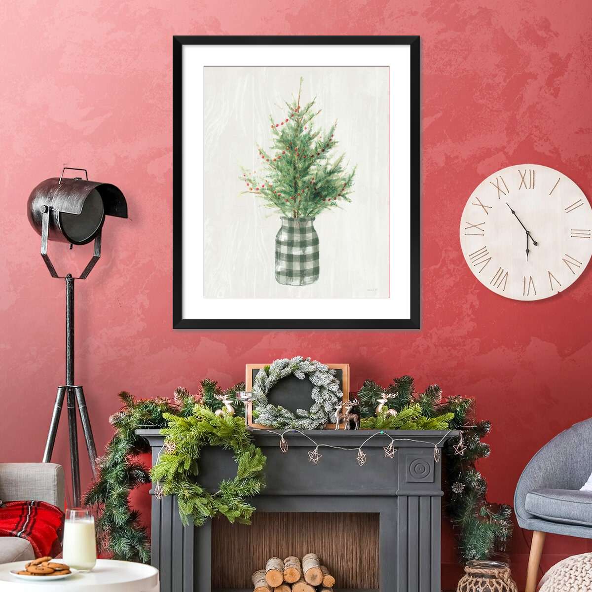 White And Bright Christmas Tree II Plaid Wall Art - Image 5