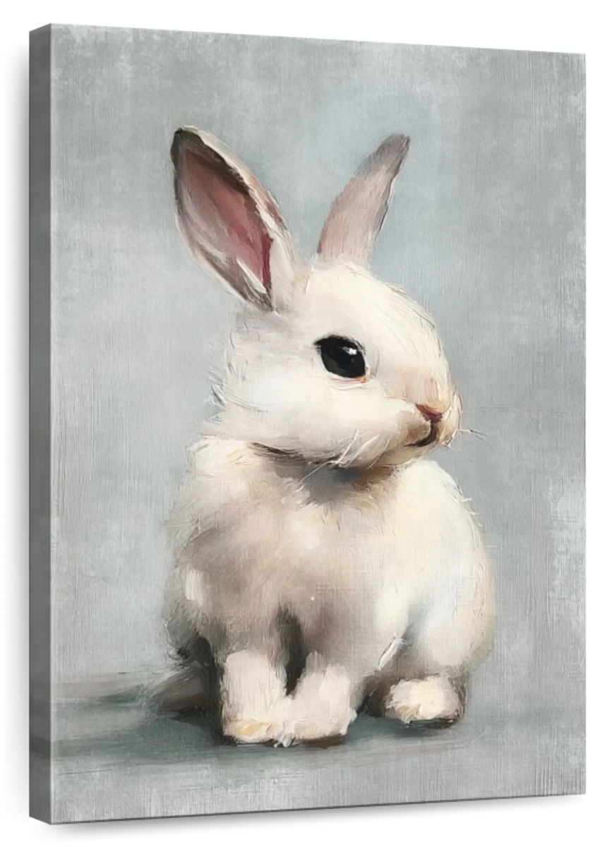 White Bunny Portrait Wall Art