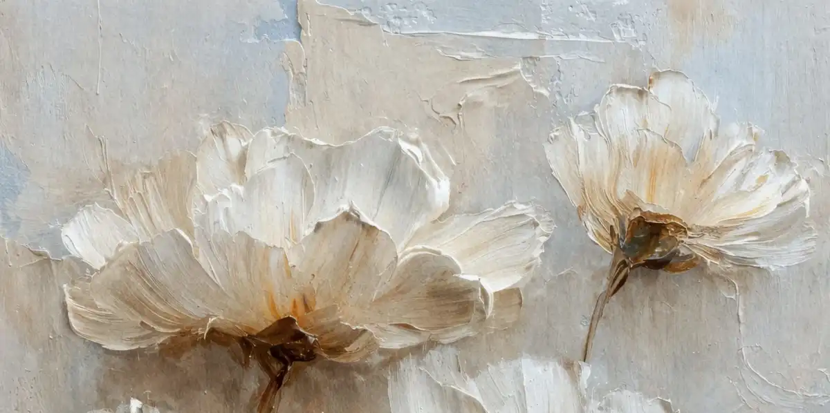 White Cosmos Impasto Wall Art - Image 14