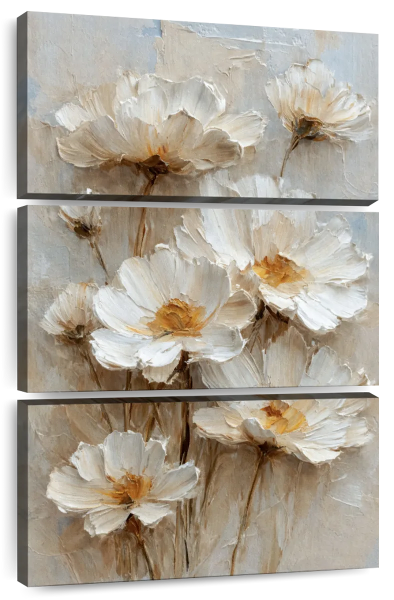 White Cosmos Impasto Wall Art - Image 8