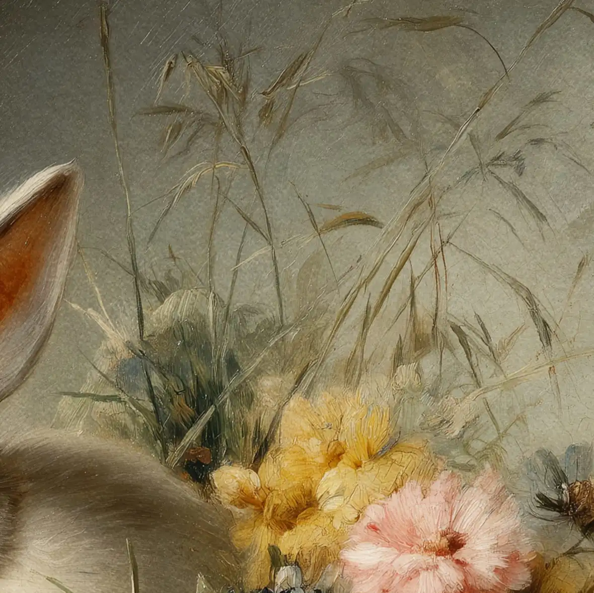 White Rabbit in a Flower Basket Wall Art - Image 25