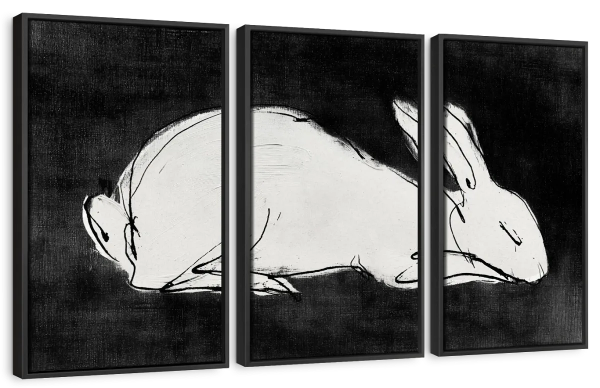 White Rabbit on Black Wall Art - Image 11