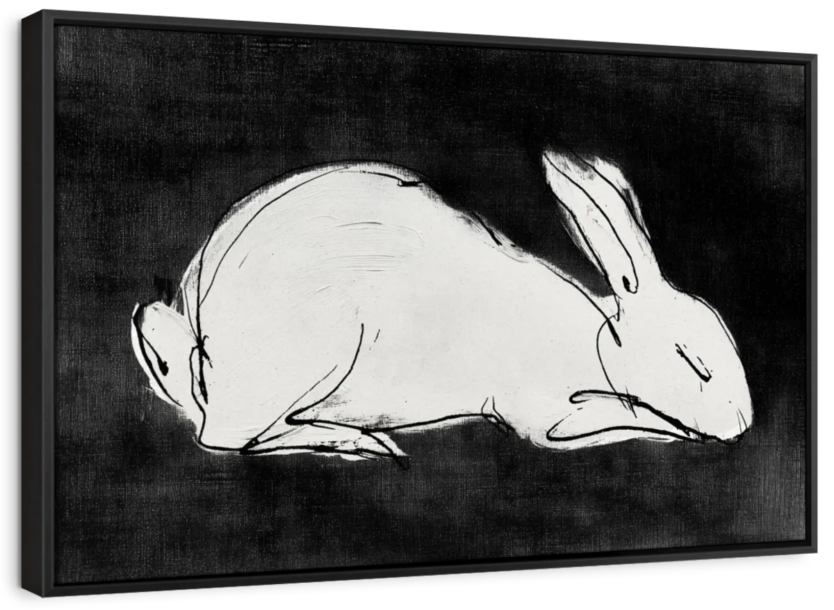 White Rabbit on Black Wall Art - Image 12