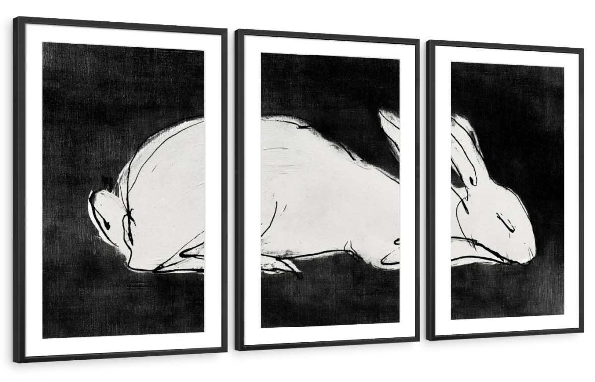 White Rabbit on Black Wall Art - Image 13