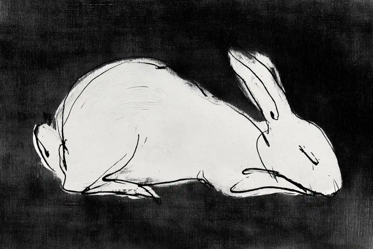 White Rabbit on Black Wall Art - Image 17