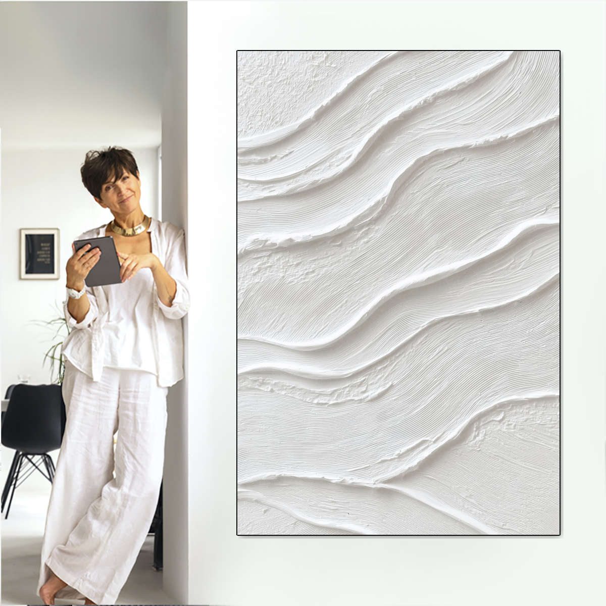 White Textured Abstract Wall Art - Image 7