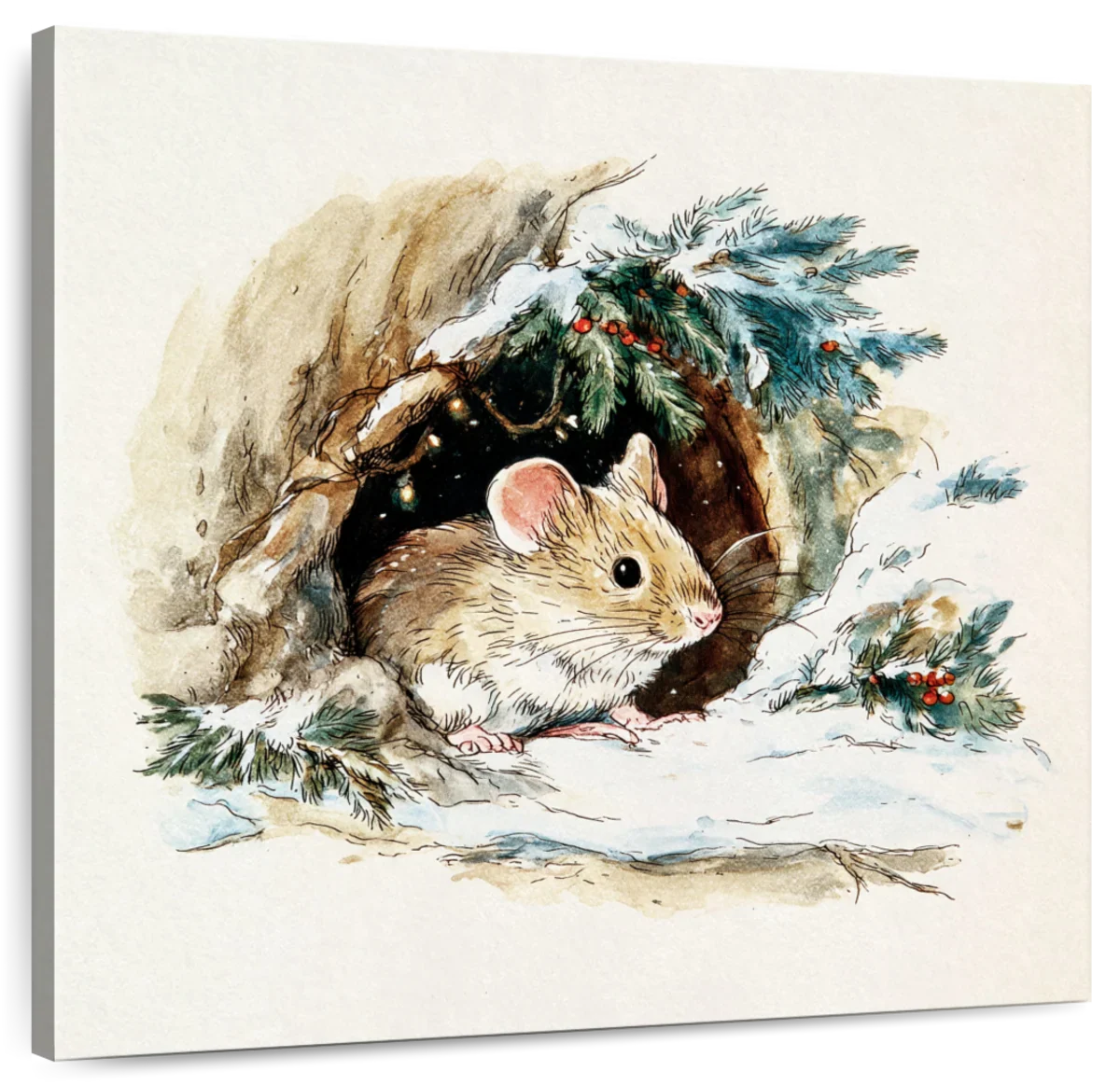 Winter Mouse in Hollow Wall Art