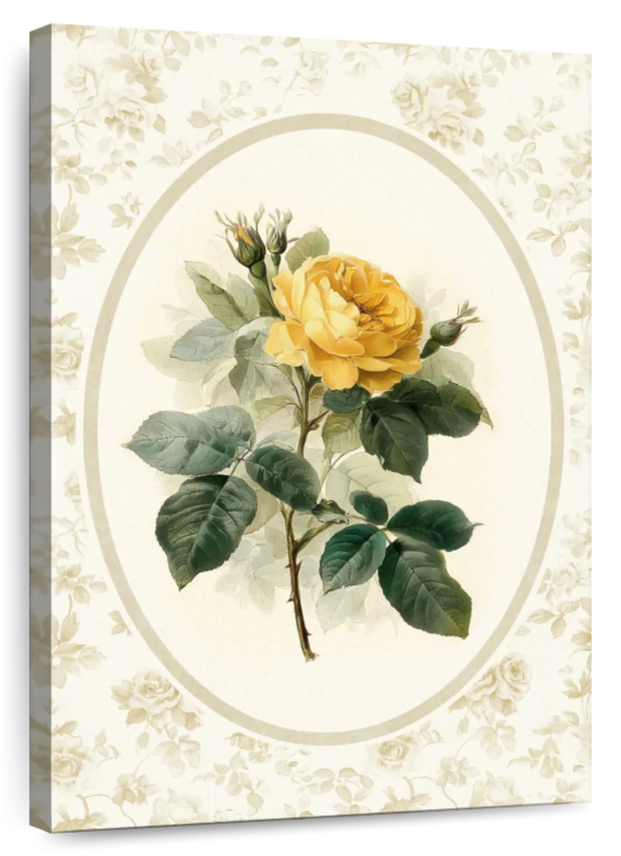 Yellow Rose Botanical Print Wall Art